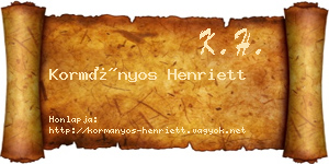 Kormányos Henriett névjegykártya