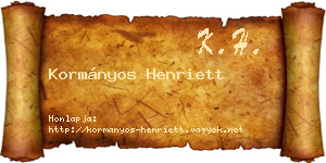 Kormányos Henriett névjegykártya